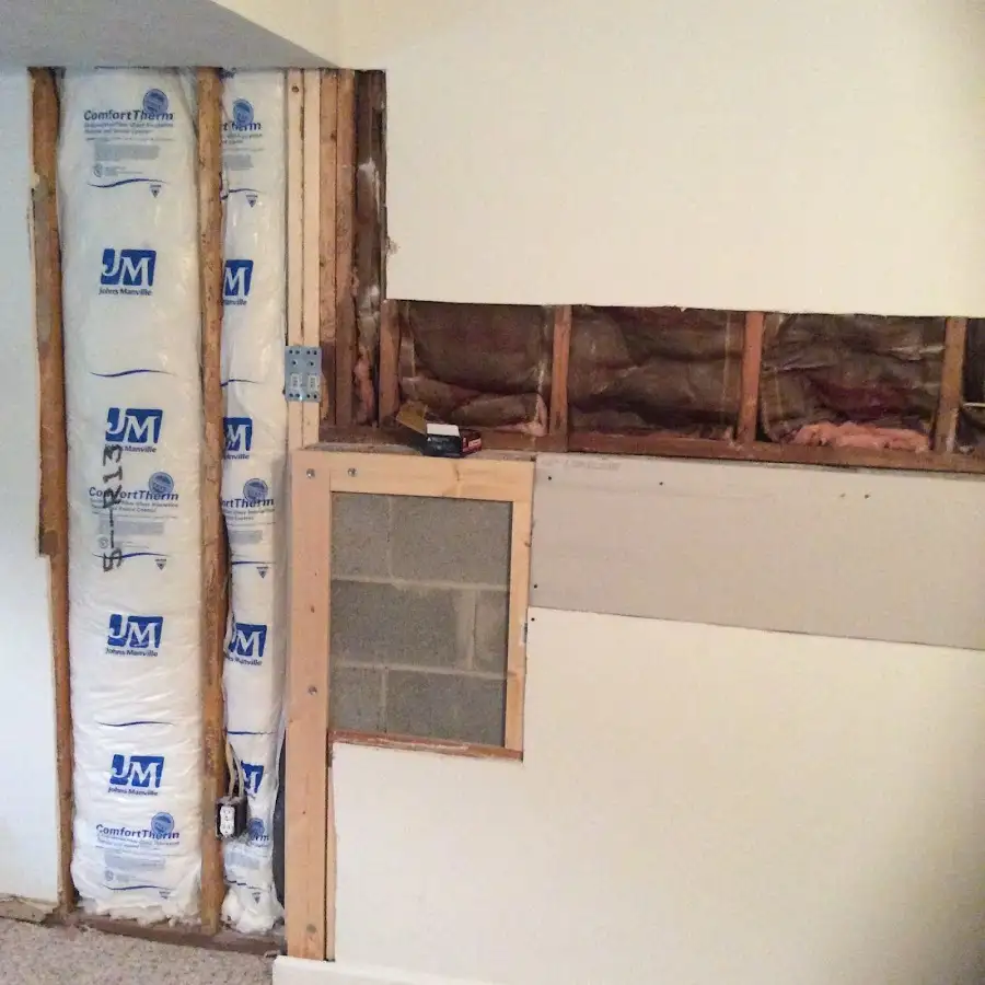 Wall insulation replacement during Basement Flood Cleanup in Blackstone